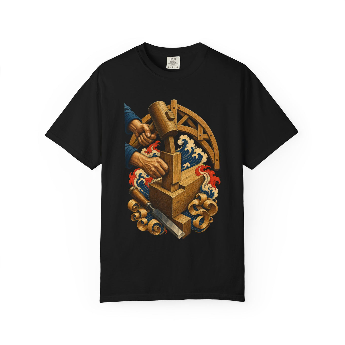 Oak Lock Timber Framer Woodblock Graphic Tee