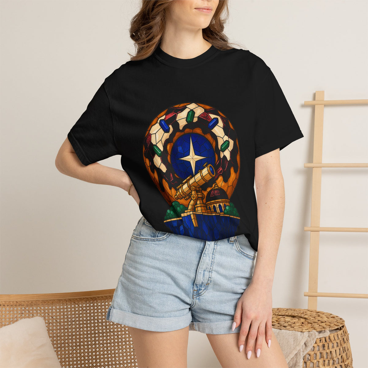 Donut Nebula Observatory Stained Glass Adventure Graphic Tee