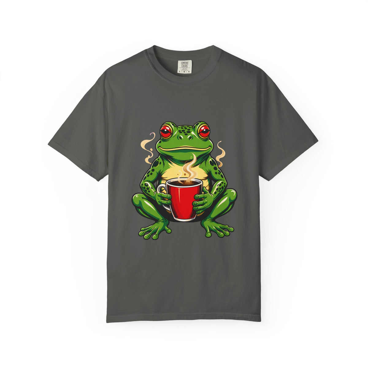 Sleepy Coffee Frog Mascot T-Shirt Graphic
