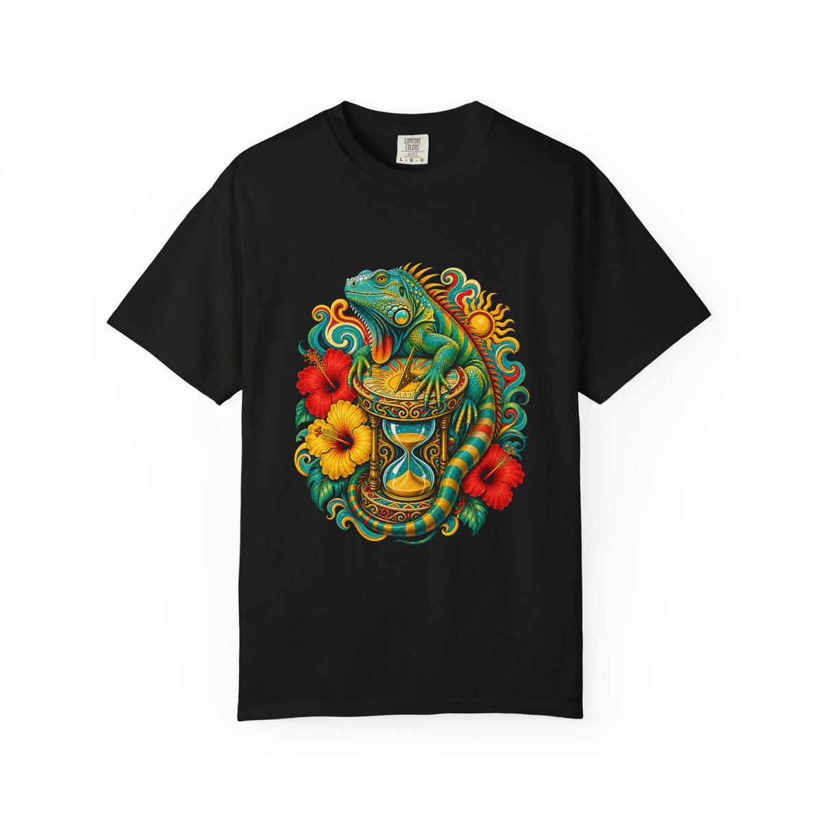 Psychedelic Hibiscus Iguana Graphic Tee