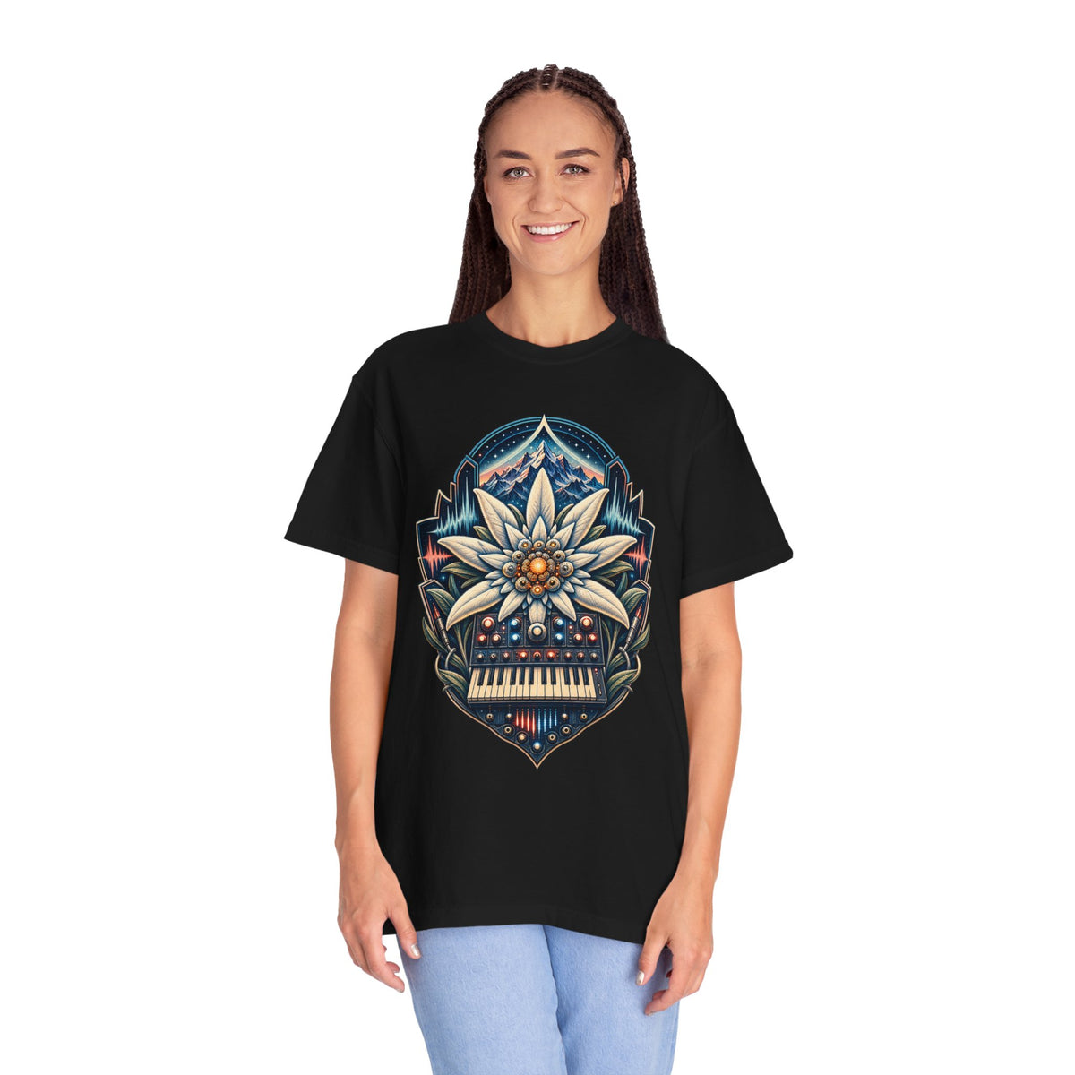 Alpine Synth Flower Crest T-Shirt Graphic