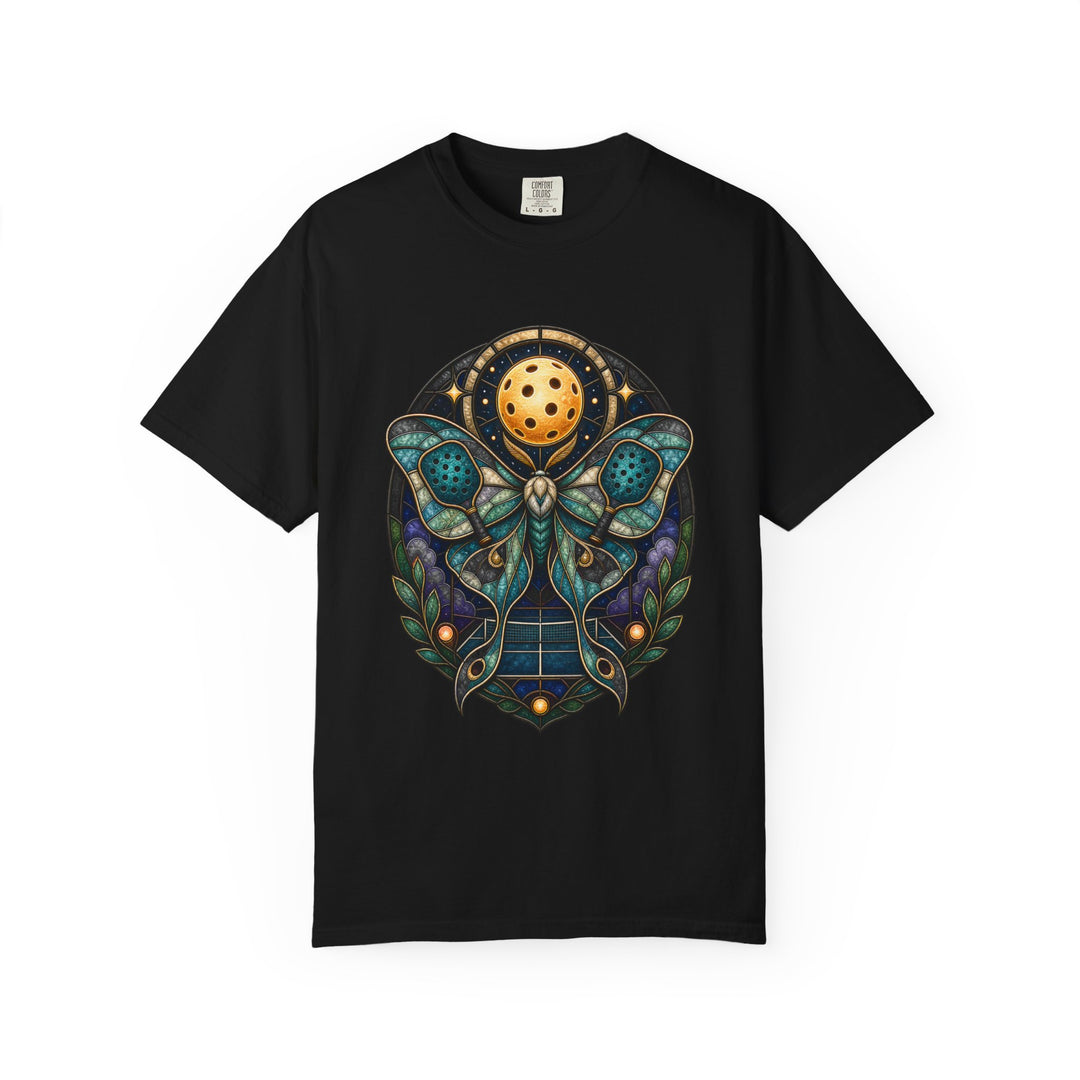 Stained Glass Pickleball Moth T-Shirt Graphic