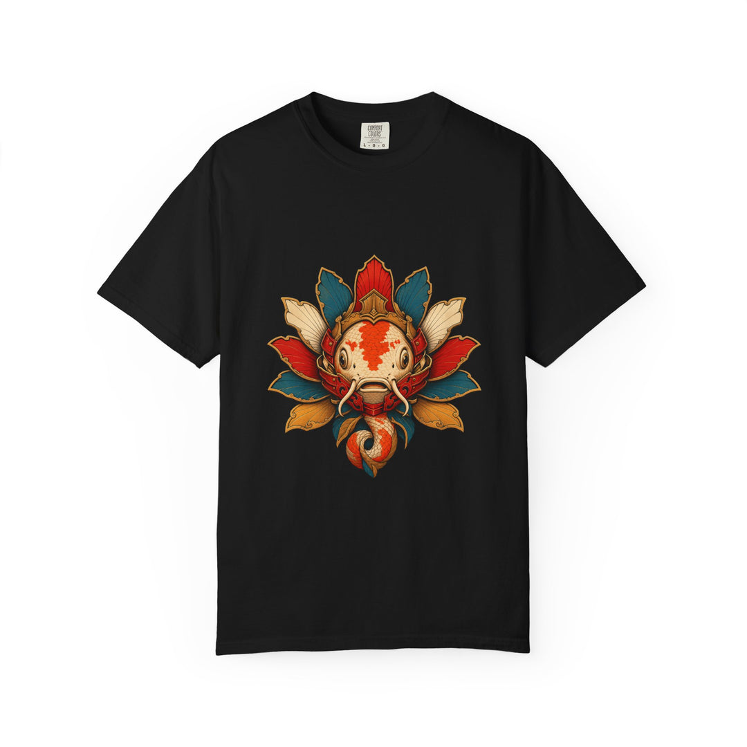 Mask Bloom Warden Surrealist Koi Samurai Graphic Tee