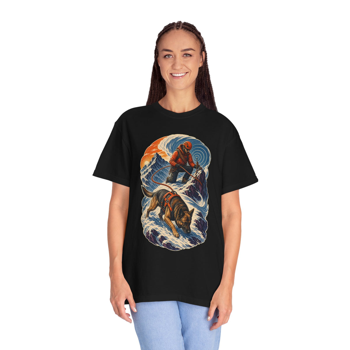 Alpine Scentline Rescue Dog Woodcut Graphic Tee