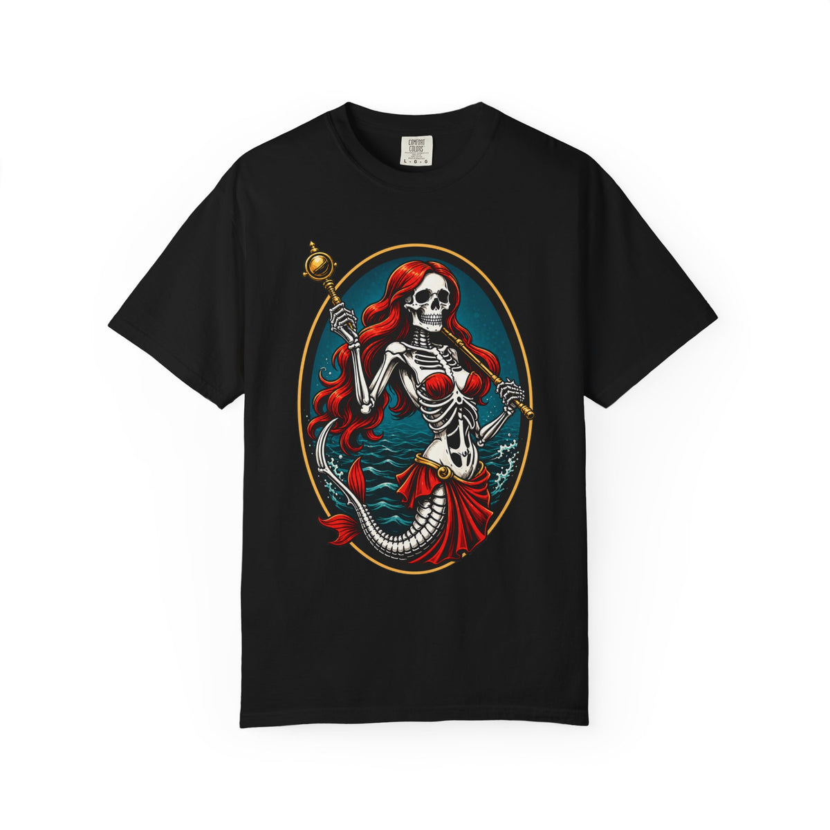 Skeleton Mermaid Crest T-Shirt Graphic