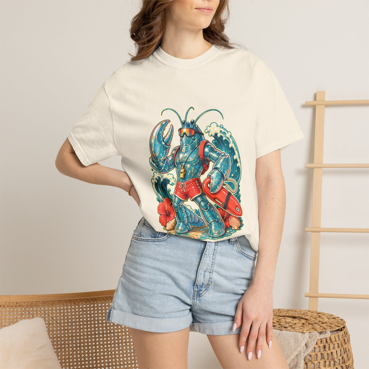 Y2K Surfcore Glass Lobster Lifeguard T-Shirt Graphic