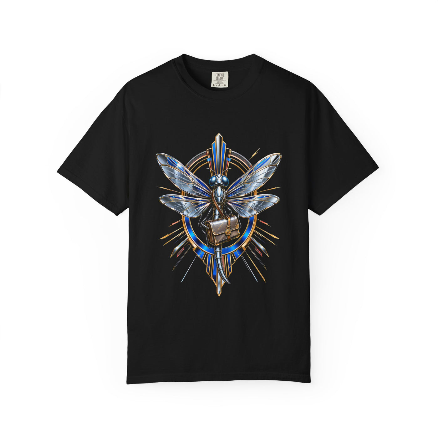 Chrome Dragonfly Courier Art Deco T-Shirt Graphic