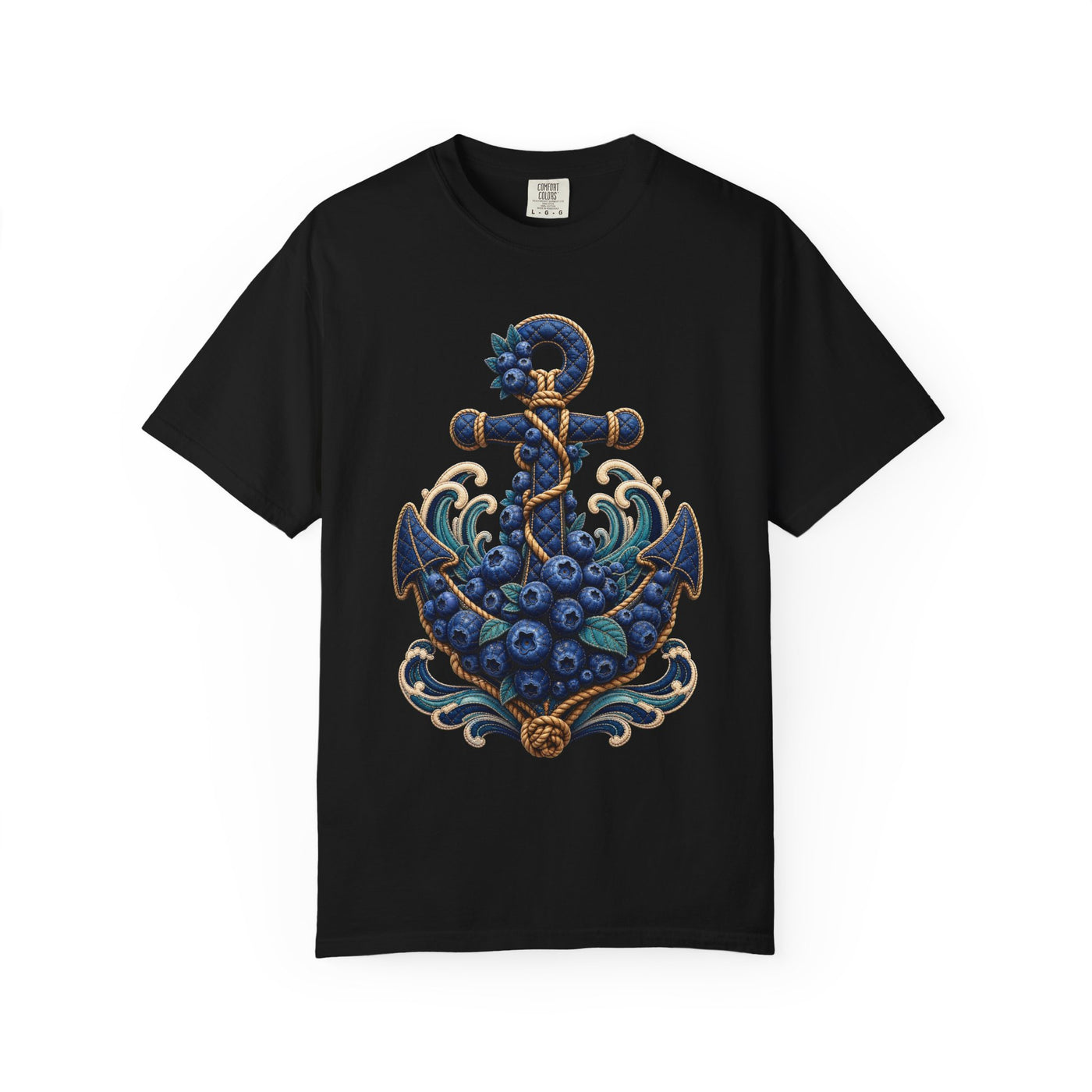 Quilted Nautical Blueberry Anchor T-Shirt Graphic