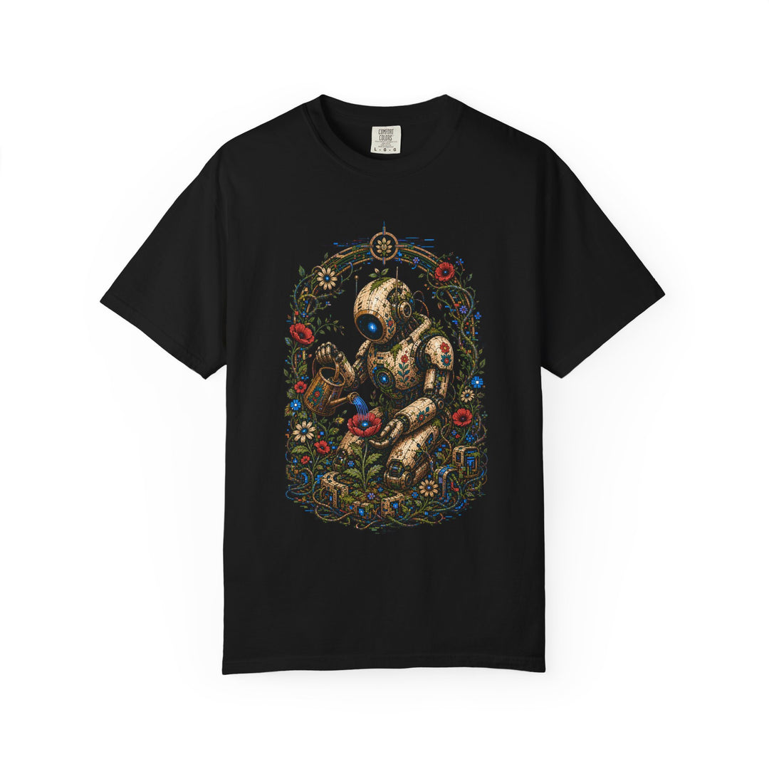 Glitch Garden Field Robot T-Shirt Graphic