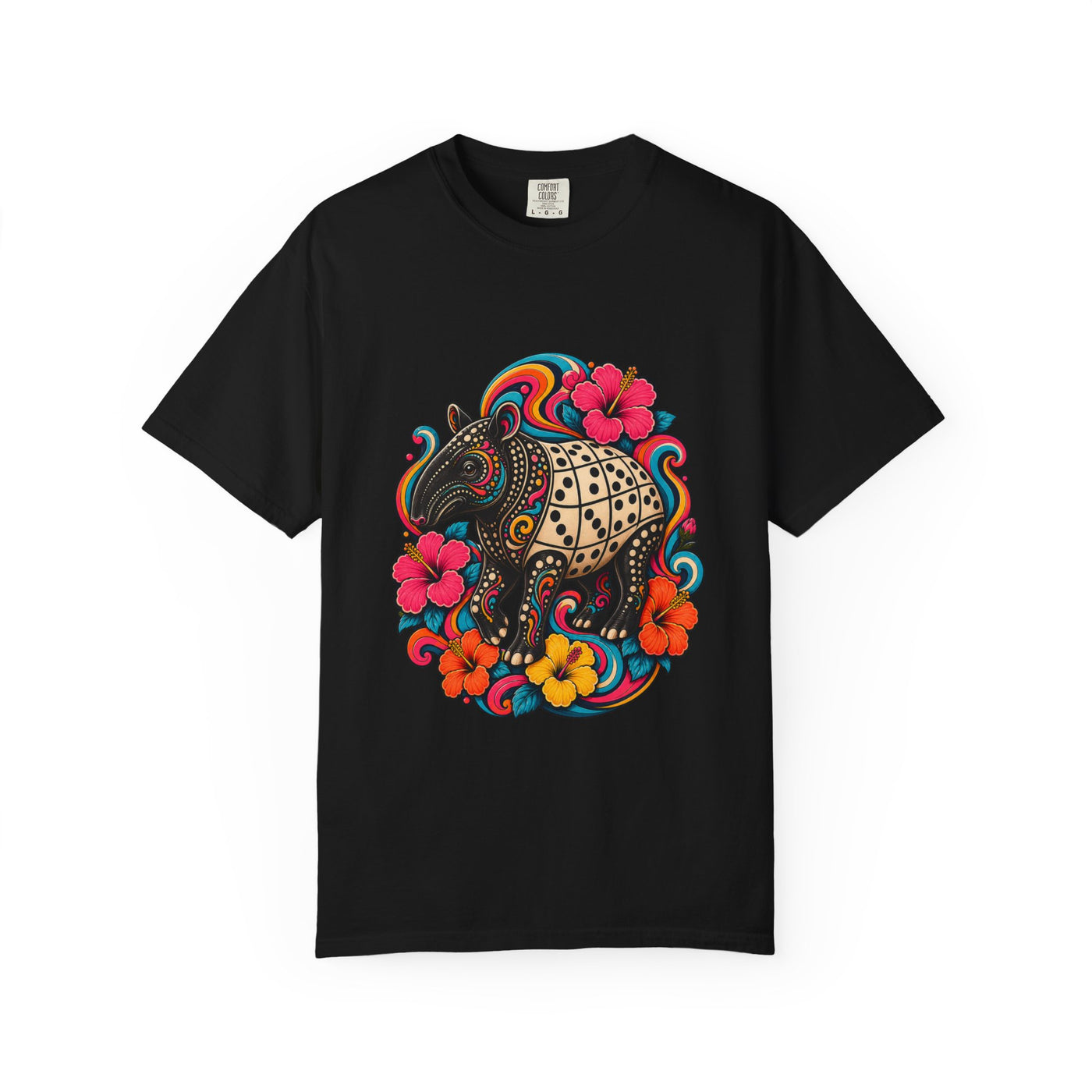 Psychedelic Hibiscus Domino Tapir T-Shirt Graphic