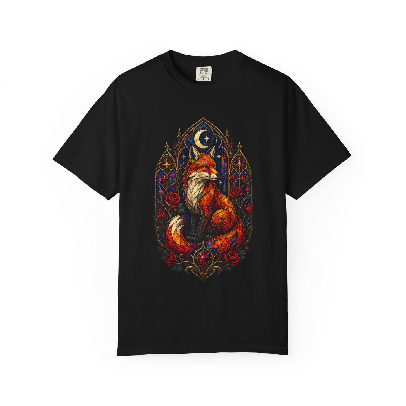 Gothic Stained Glass Fox T-Shirt Graphic
