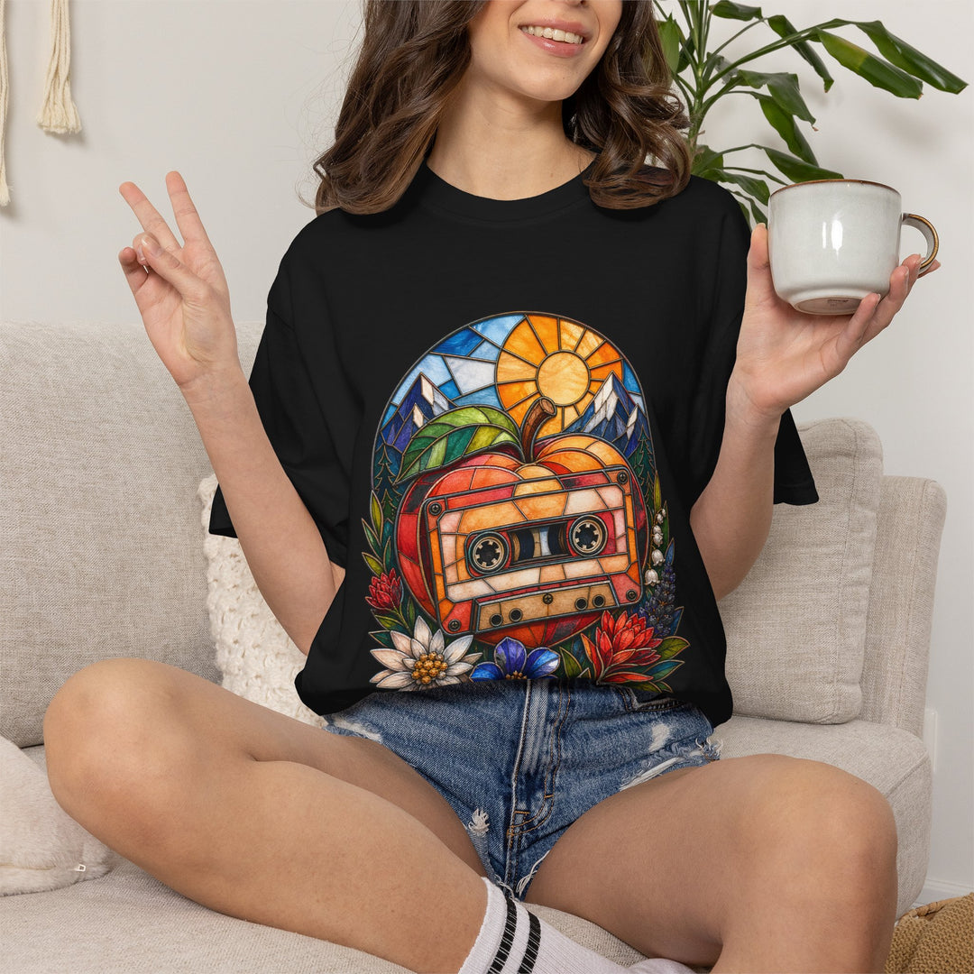 Stained Glass Alpine Cassette Peach T-Shirt Graphic