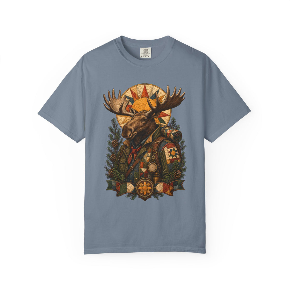 Solar Patchwork Moose Ranger Graphic Tee