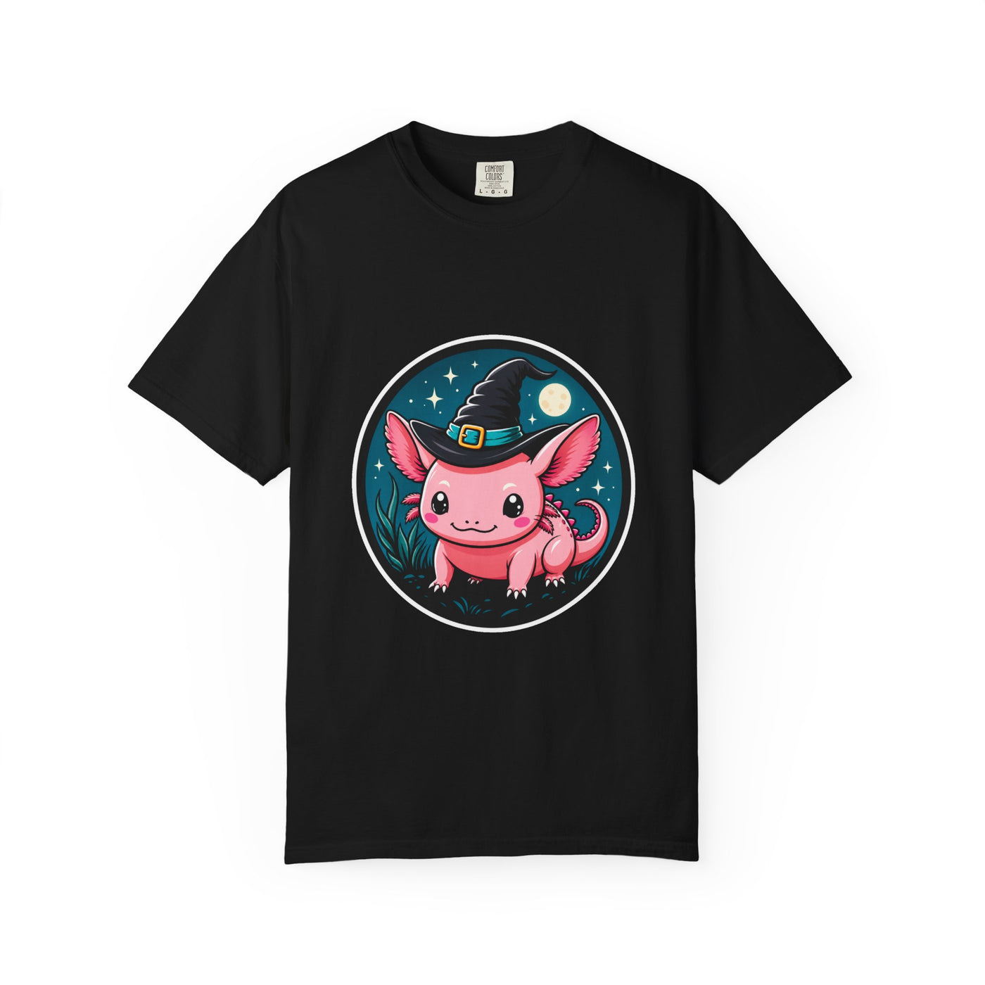 Cute Witch Axolotl Emblem T-Shirt Graphic