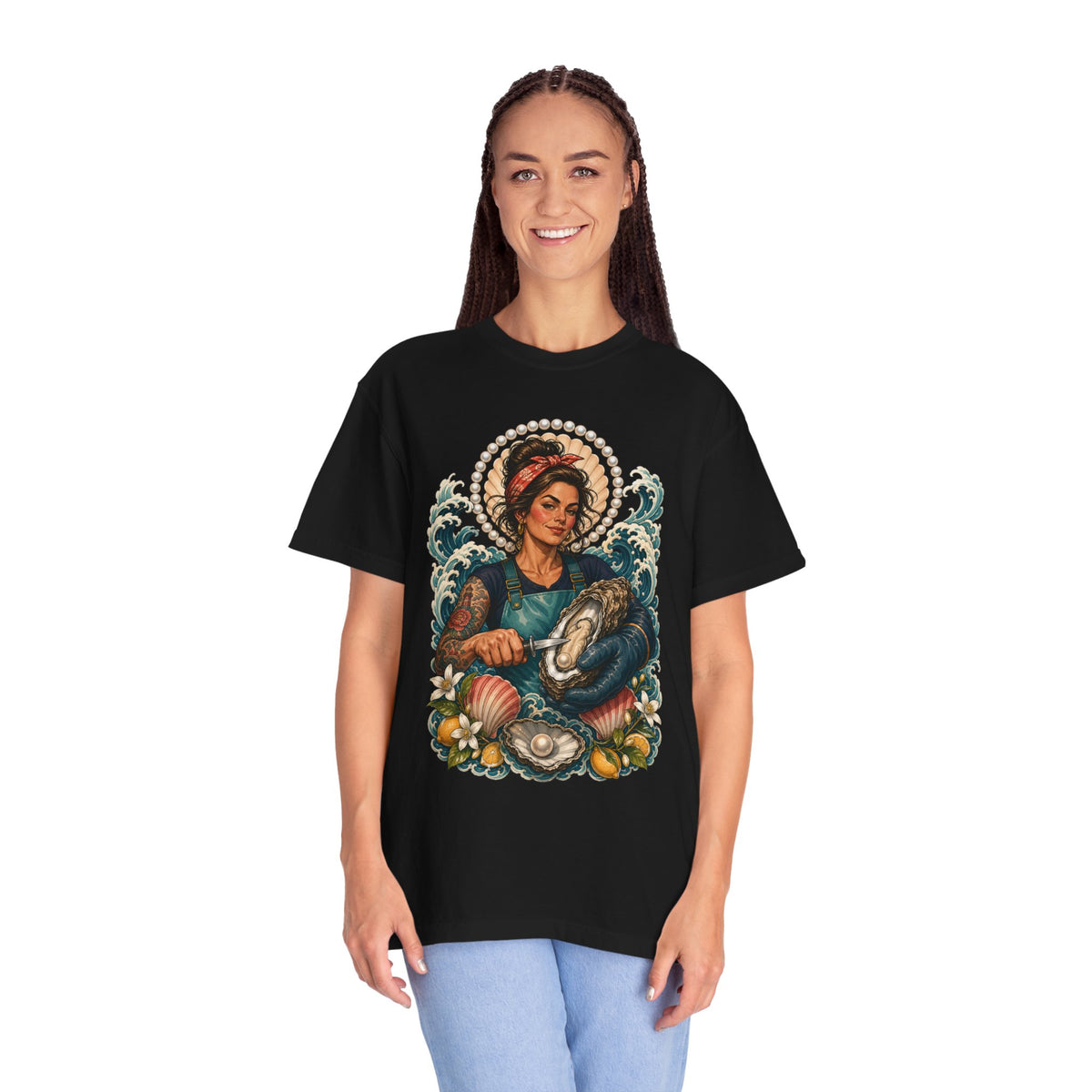 Tidal Oyster Shucker Coastal Tattoo Graphic Tee