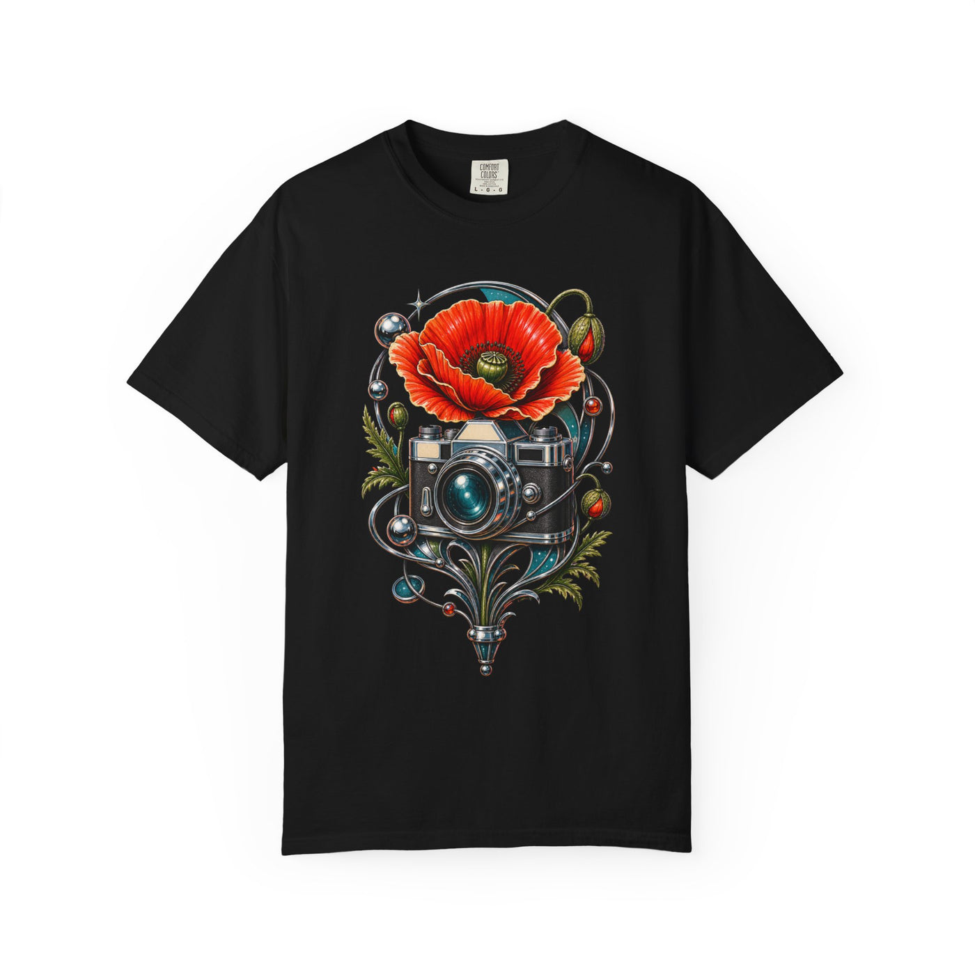 Retro-Futurist Camera Poppy T-Shirt Graphic
