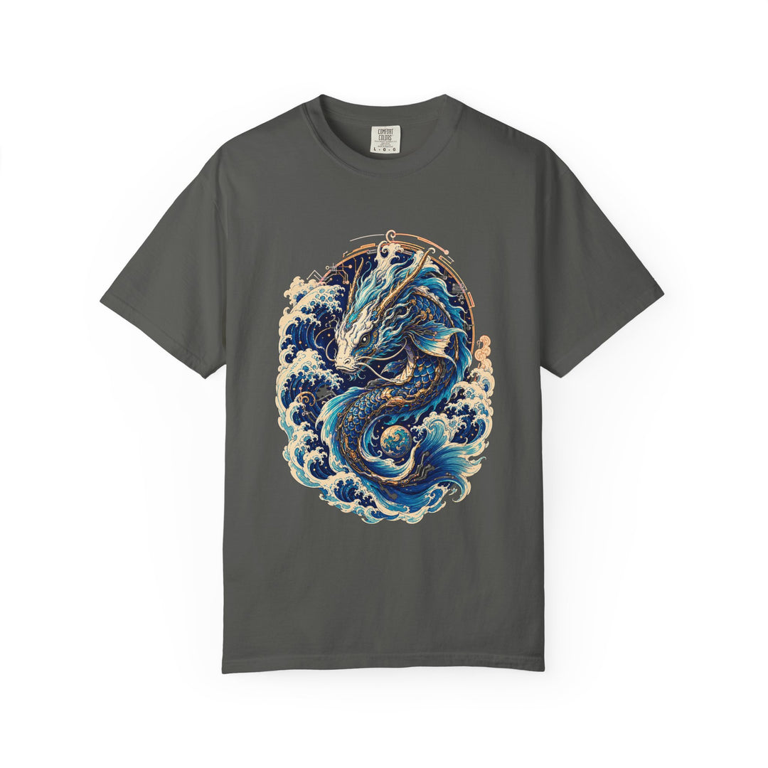 Cyber Koi Dragon Wave T-Shirt Graphic