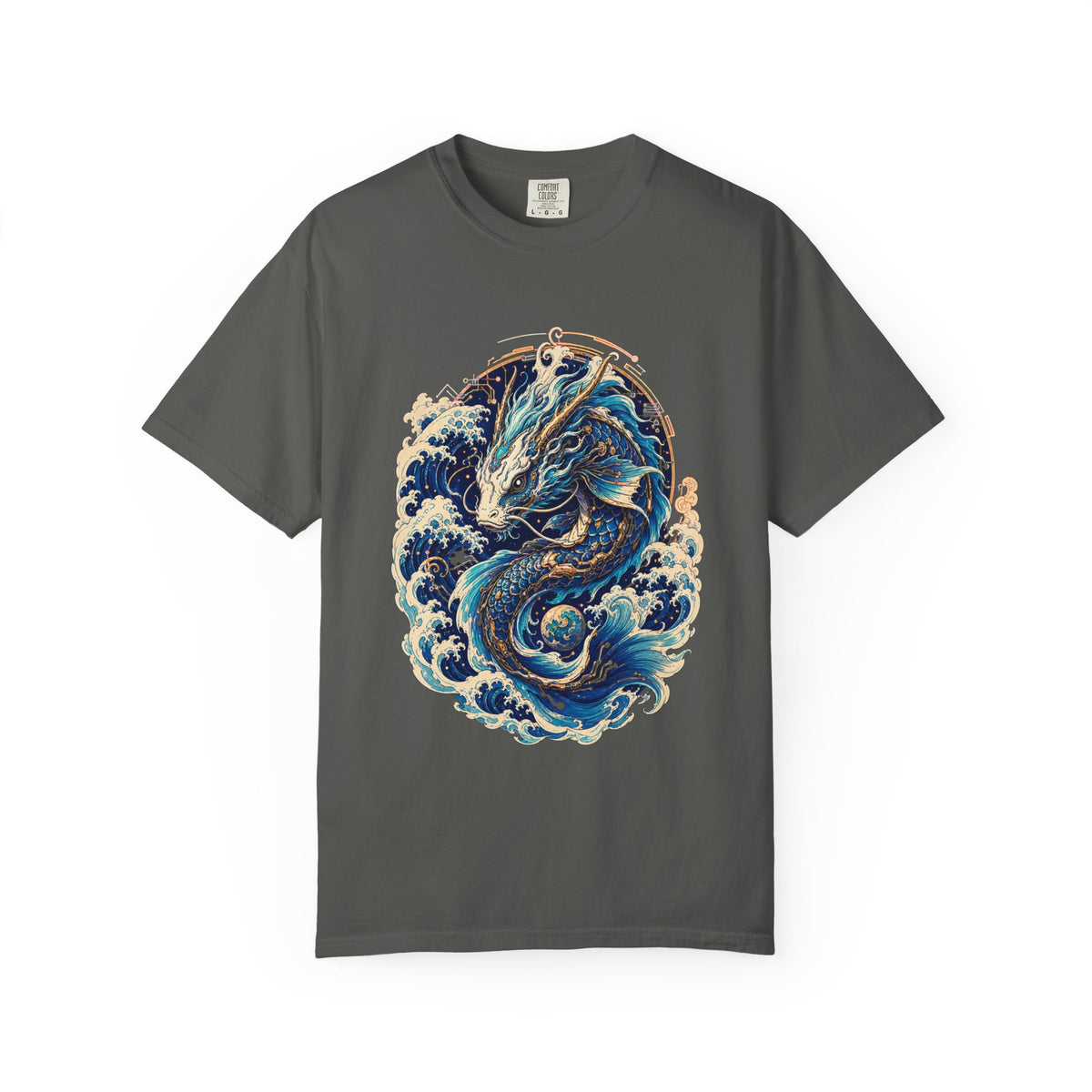Cyber Koi Dragon Wave T-Shirt Graphic