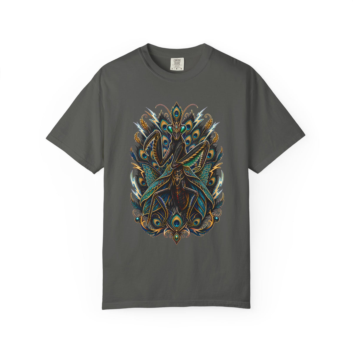 Velvet Thunder Peacock Mantis Graphic Tee
