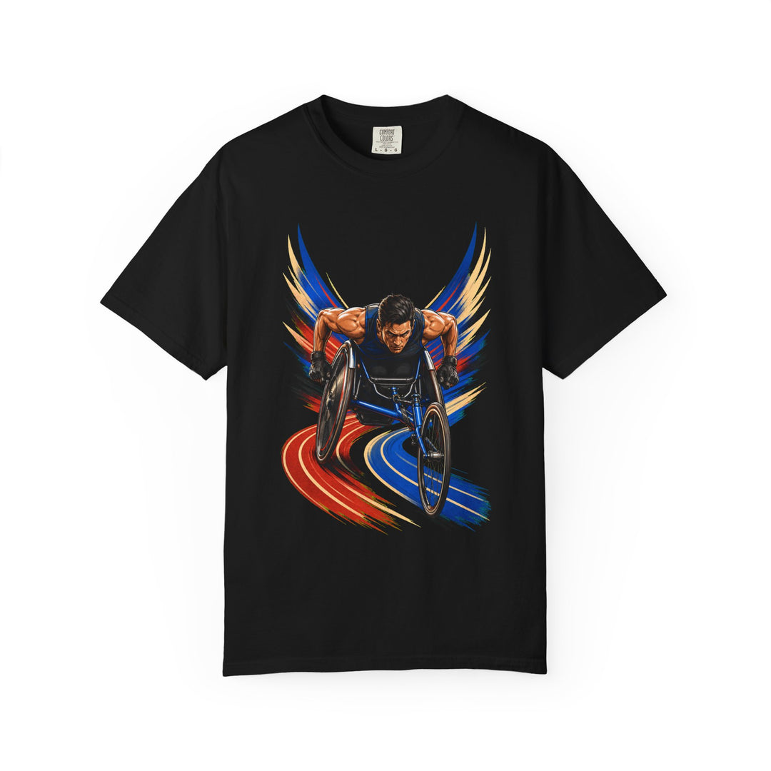 Wheelchair Track Sprinter Velocity Halftone Graphic Tee