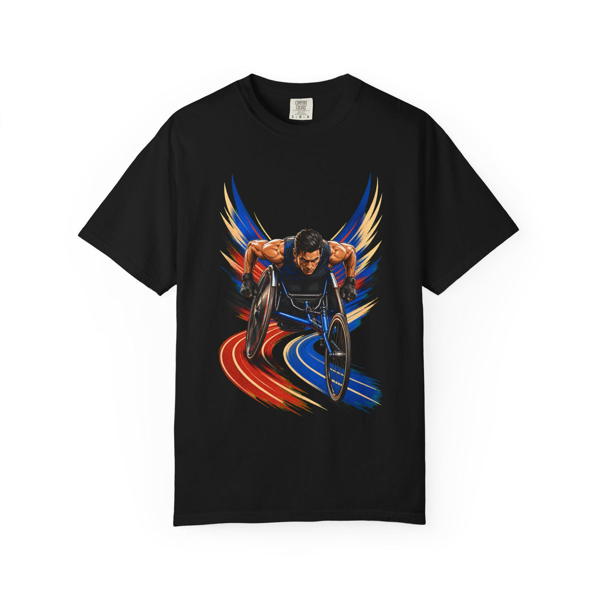 Wheelchair Track Sprinter Velocity Halftone Graphic Tee