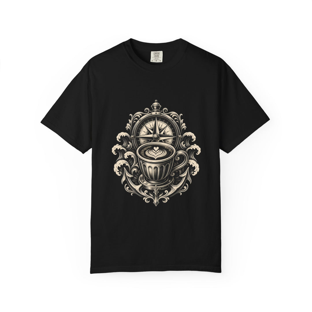 Monochrome Nautical Espresso Compass T-Shirt Graphic
