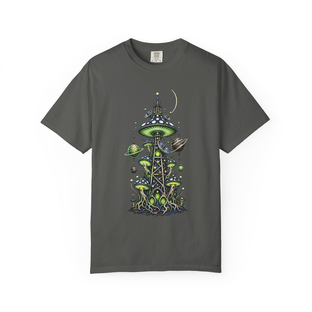 Alien Mushroom Radio Tower T-Shirt Graphic