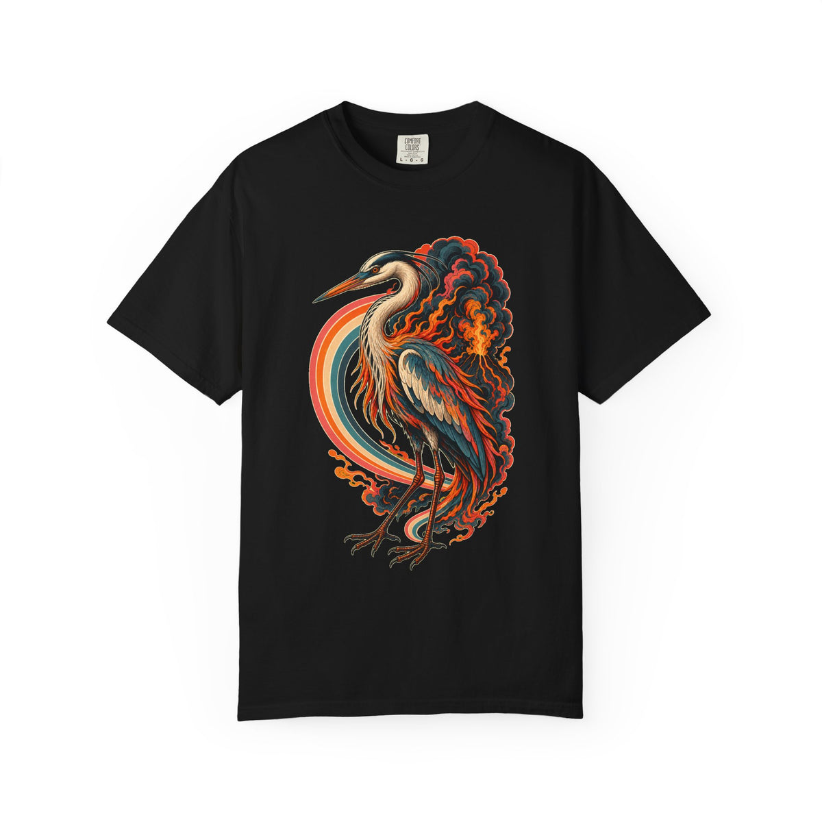 Deck-Stripe Volcano Heron Graphic Tee