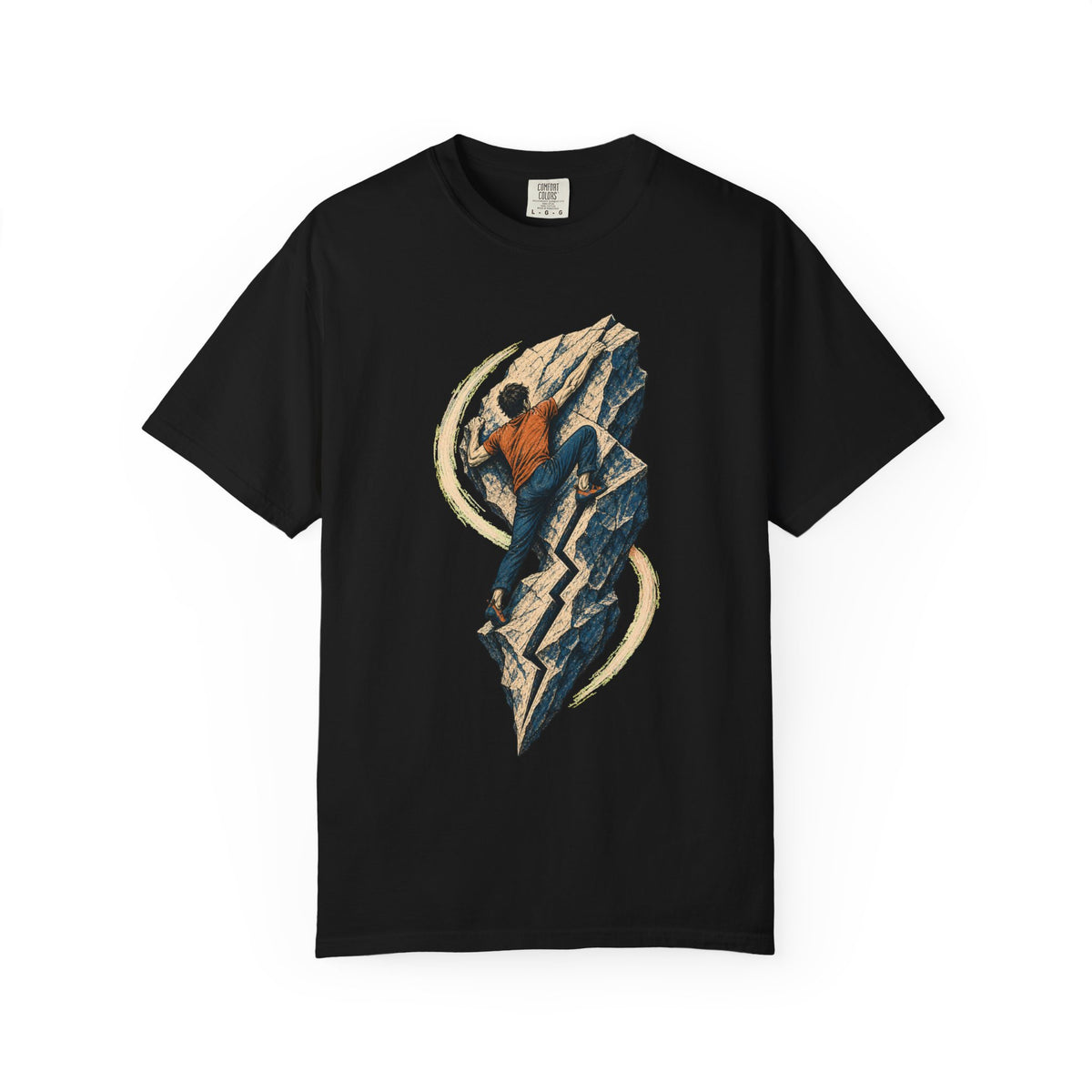 Split Boulder Free Climber Linocut Tee