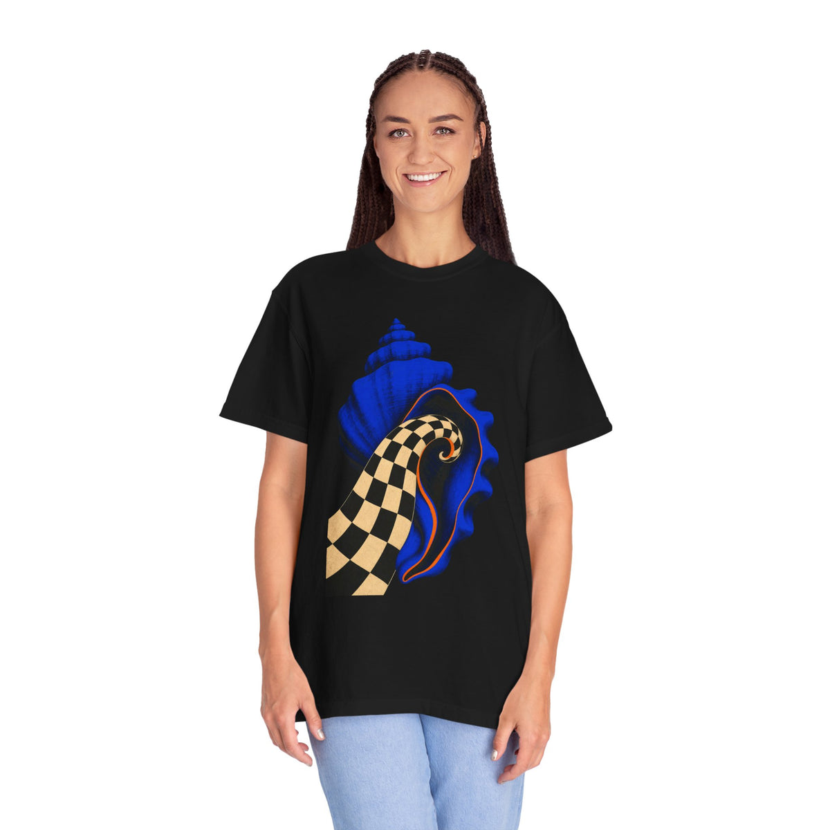 Cobalt Checker Shell Graphic Tee