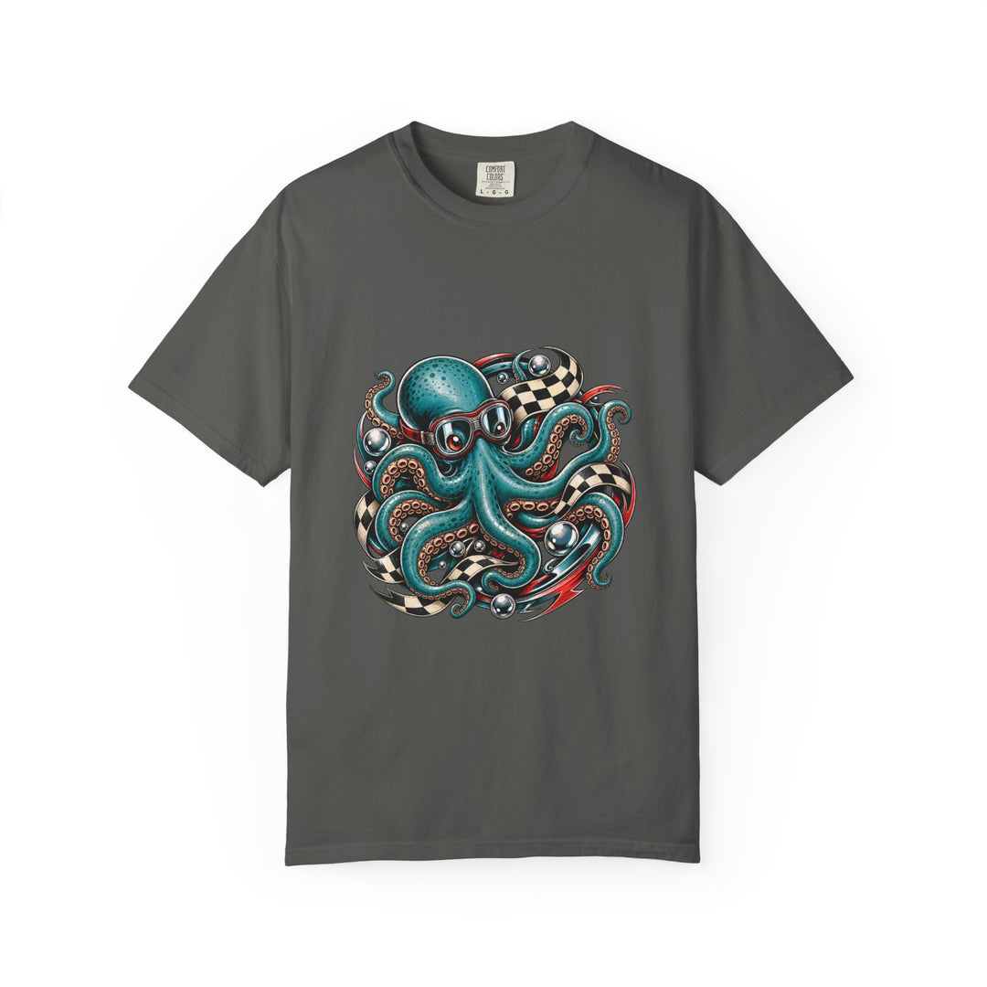 Retro Checkered Octopus Racer Graphic Tee
