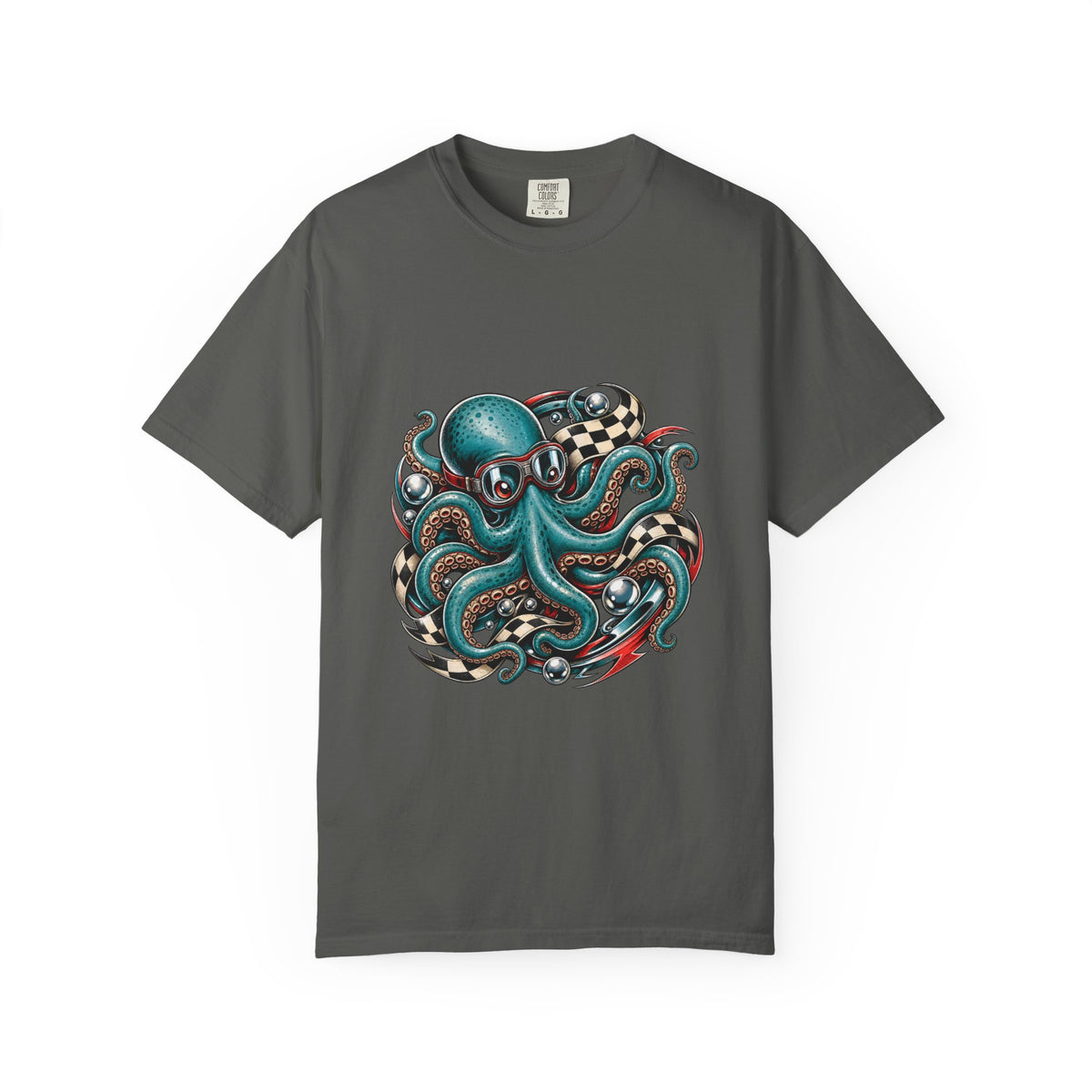 Retro Checkered Octopus Racer Graphic Tee