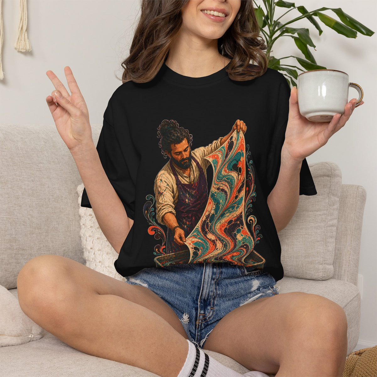 Marbled Paper Artisan Psychedelic Craft Graphic Tee