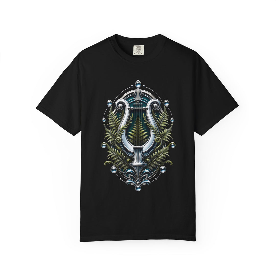 Chrome Botanical Lyre T-Shirt Graphic