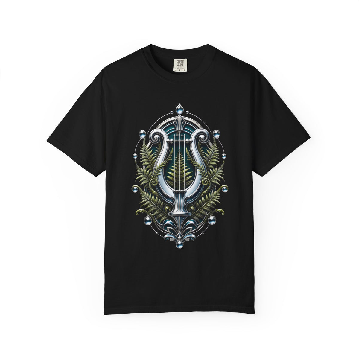 Chrome Botanical Lyre T-Shirt Graphic