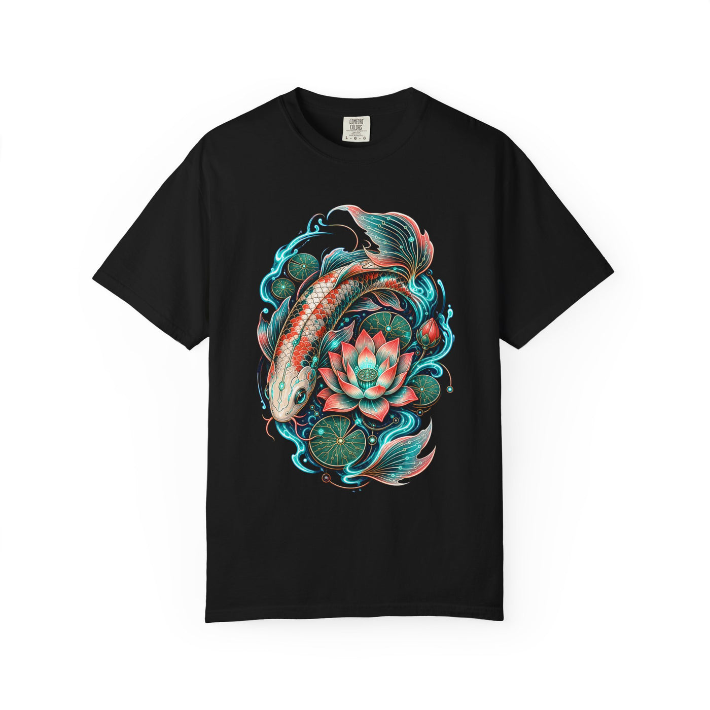 Cyber Botanical Koi Graphic T-Shirt