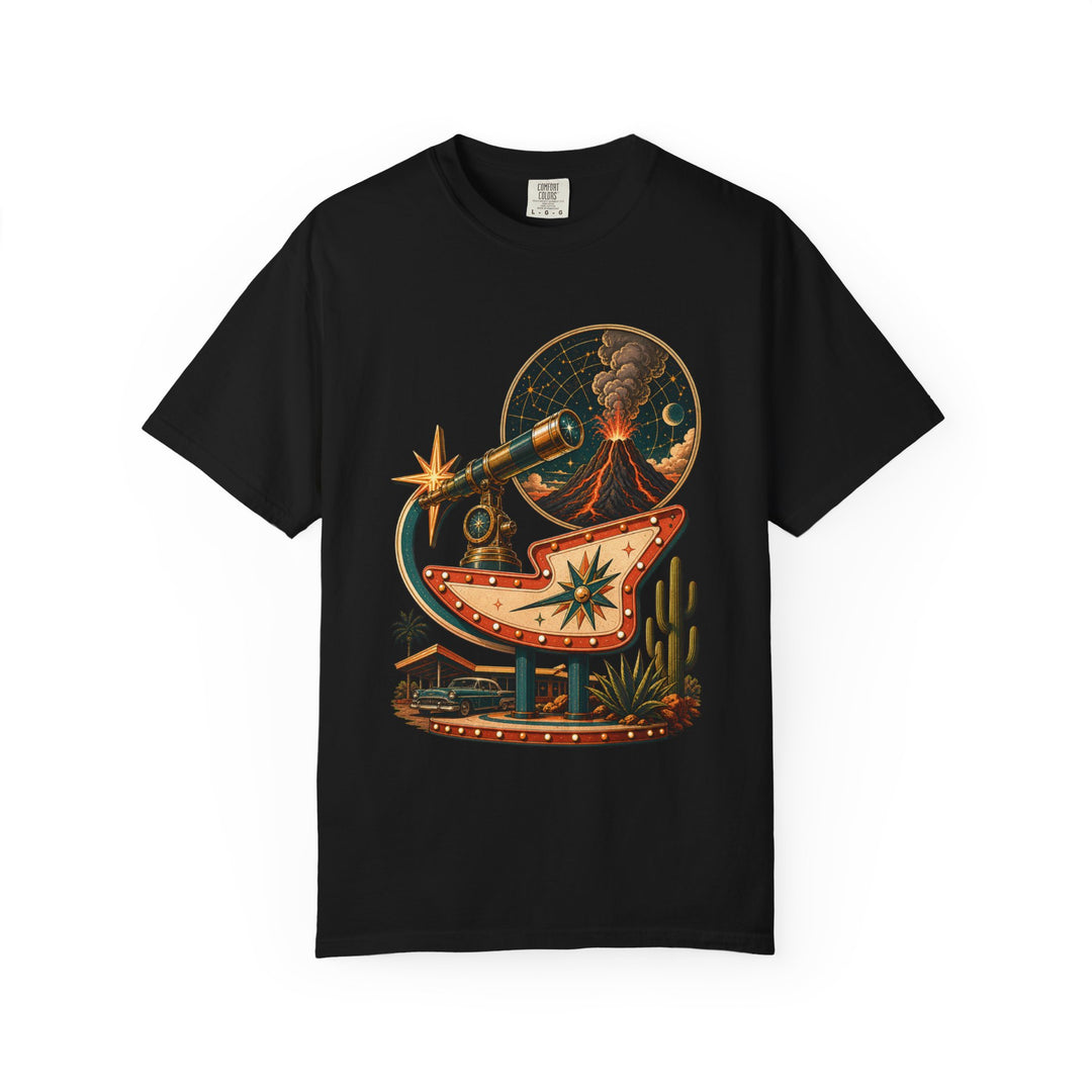 Retro Motel Volcano Telescope T-Shirt Graphic