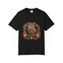 Stained Glass Coral Roller Owl T-Shirt Graphic