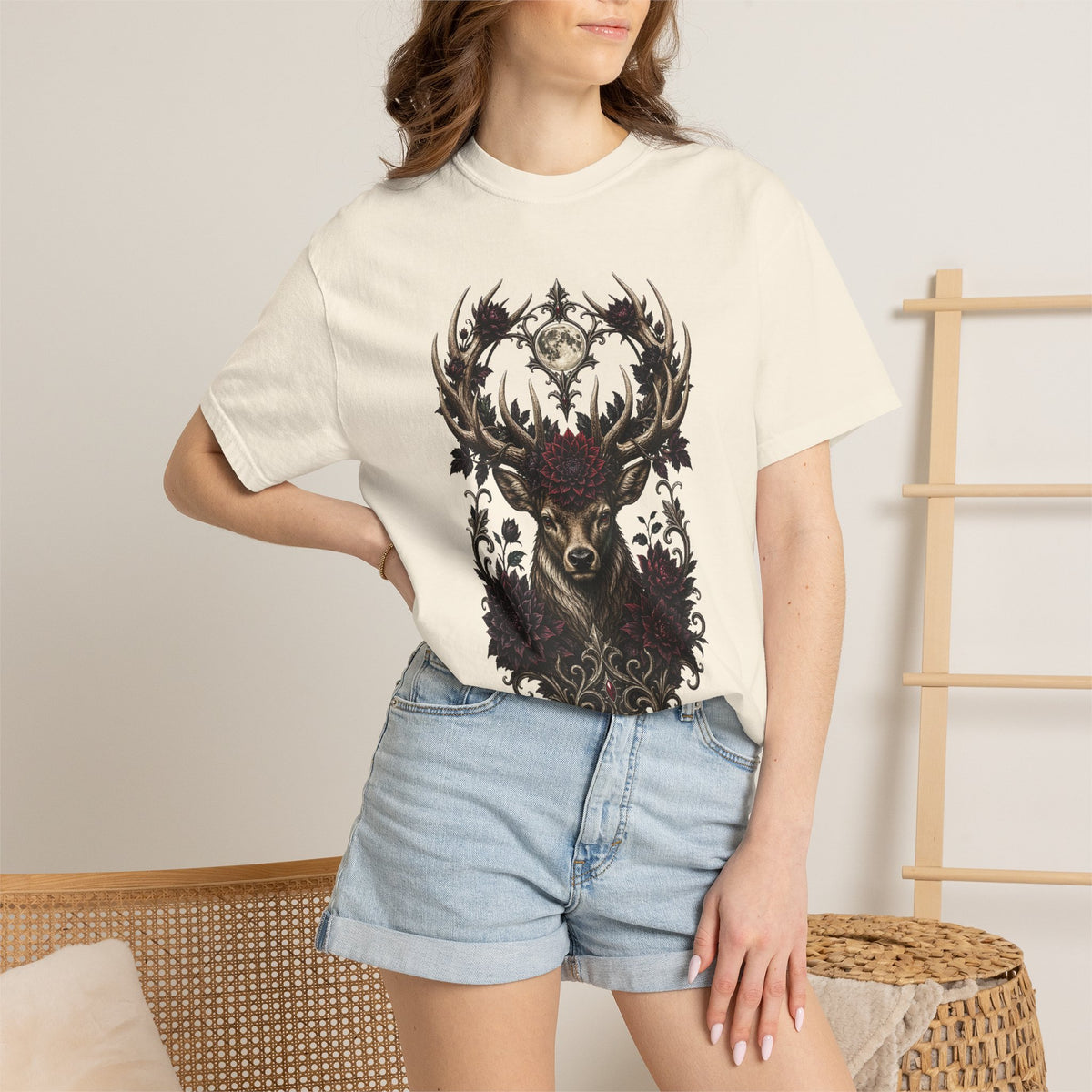 Gothic Dahlia Stag Crown Graphic Tee