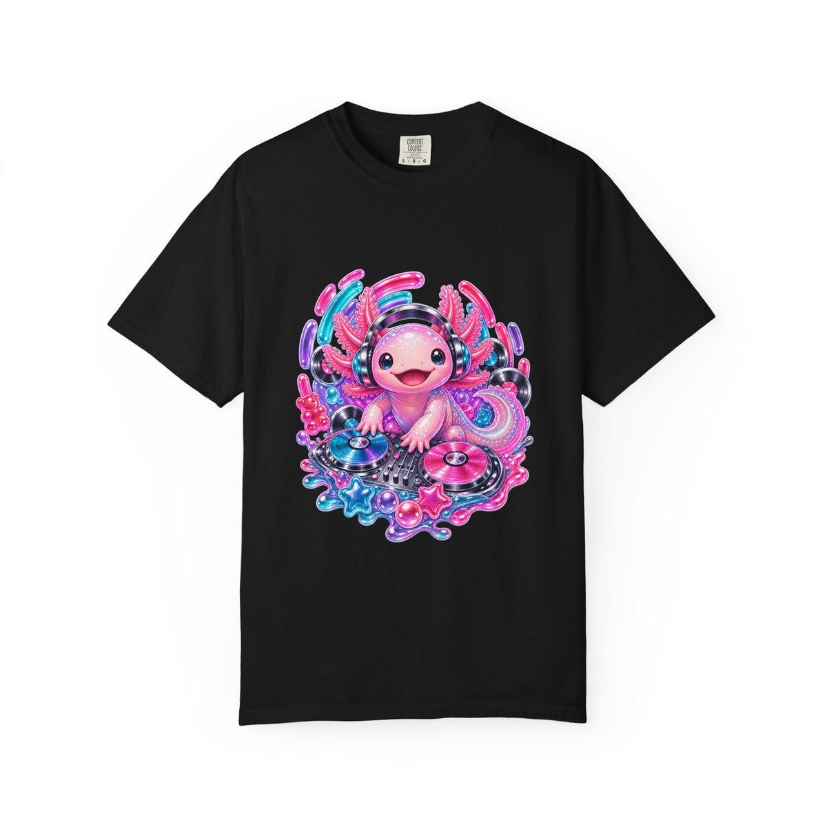 Gummy Pop Axolotl DJ T-Shirt Graphic