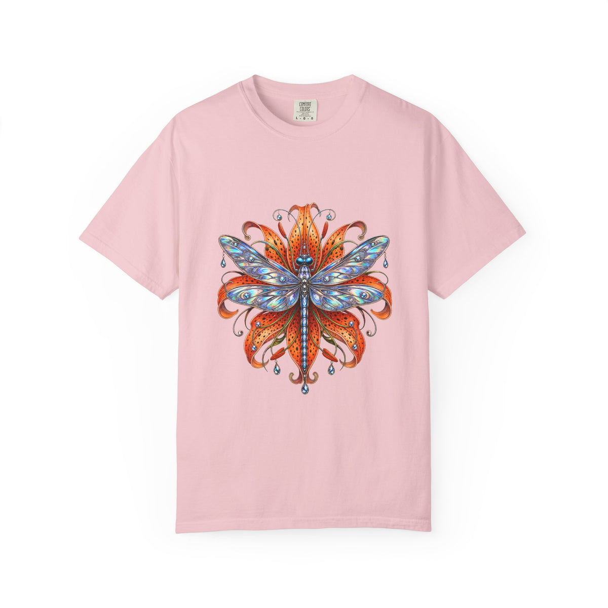 Chrome Tiger Lily Dragonfly Graphic Tee