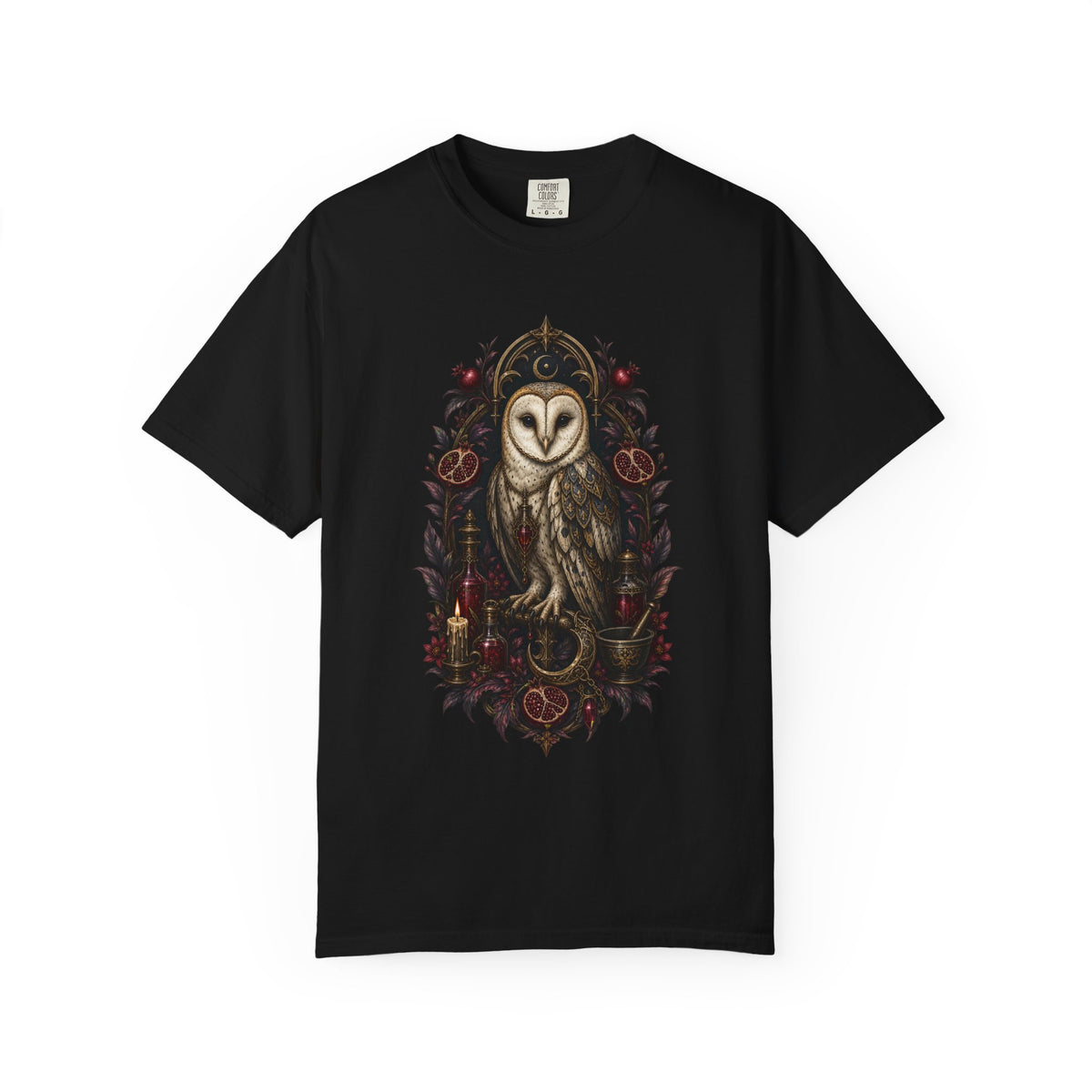 Gothic Pomegranate Barn Owl Graphic Tee