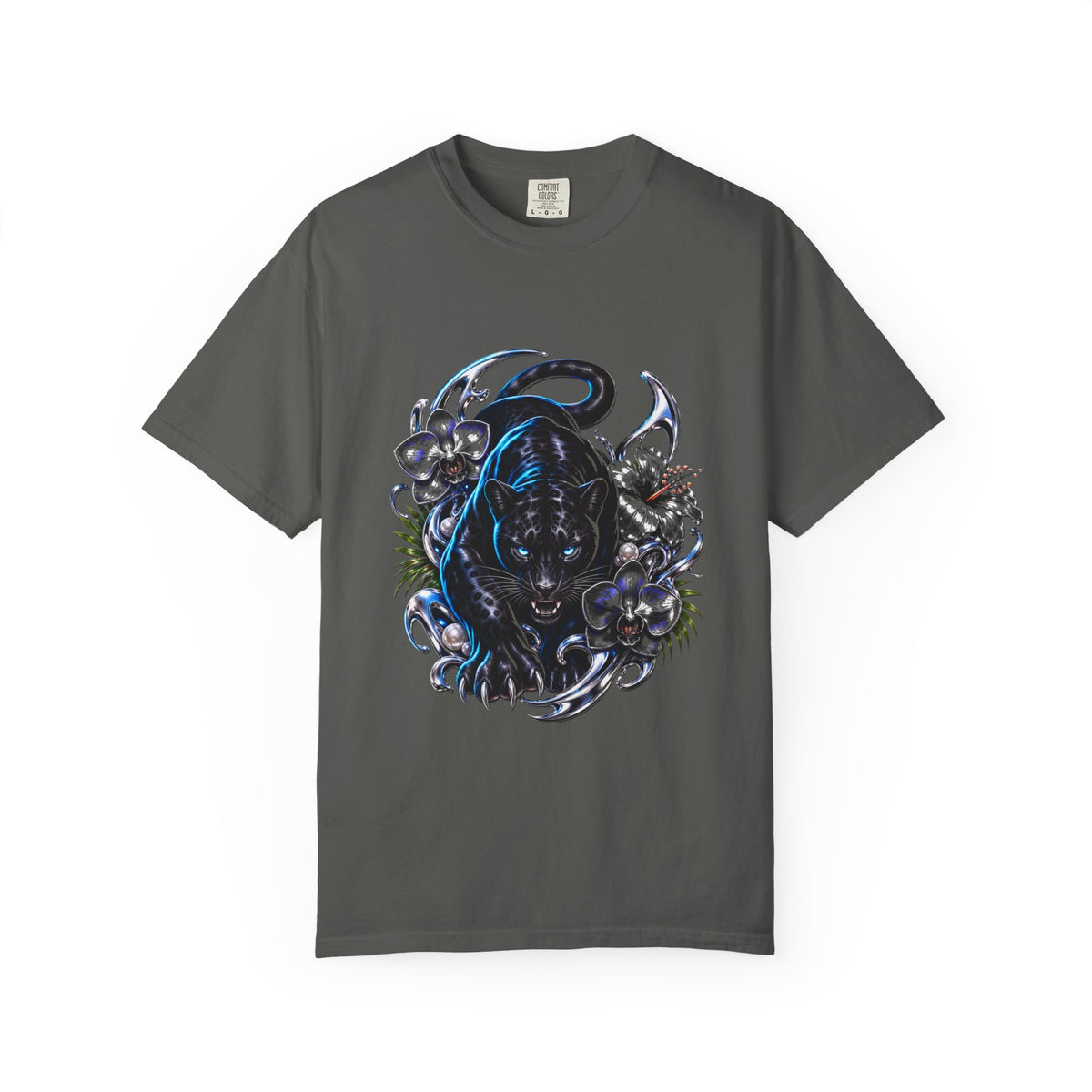 Y2K Chrome Orchid Panther Graphic Tee