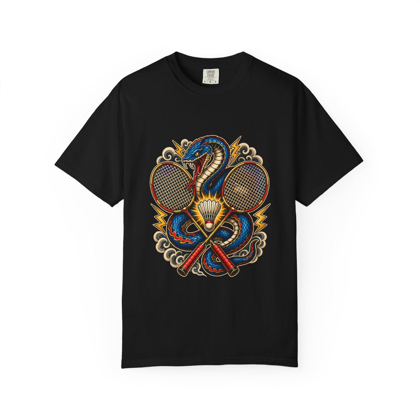 Tattoo Flash Thunder Badminton Serpent T-Shirt Graphic