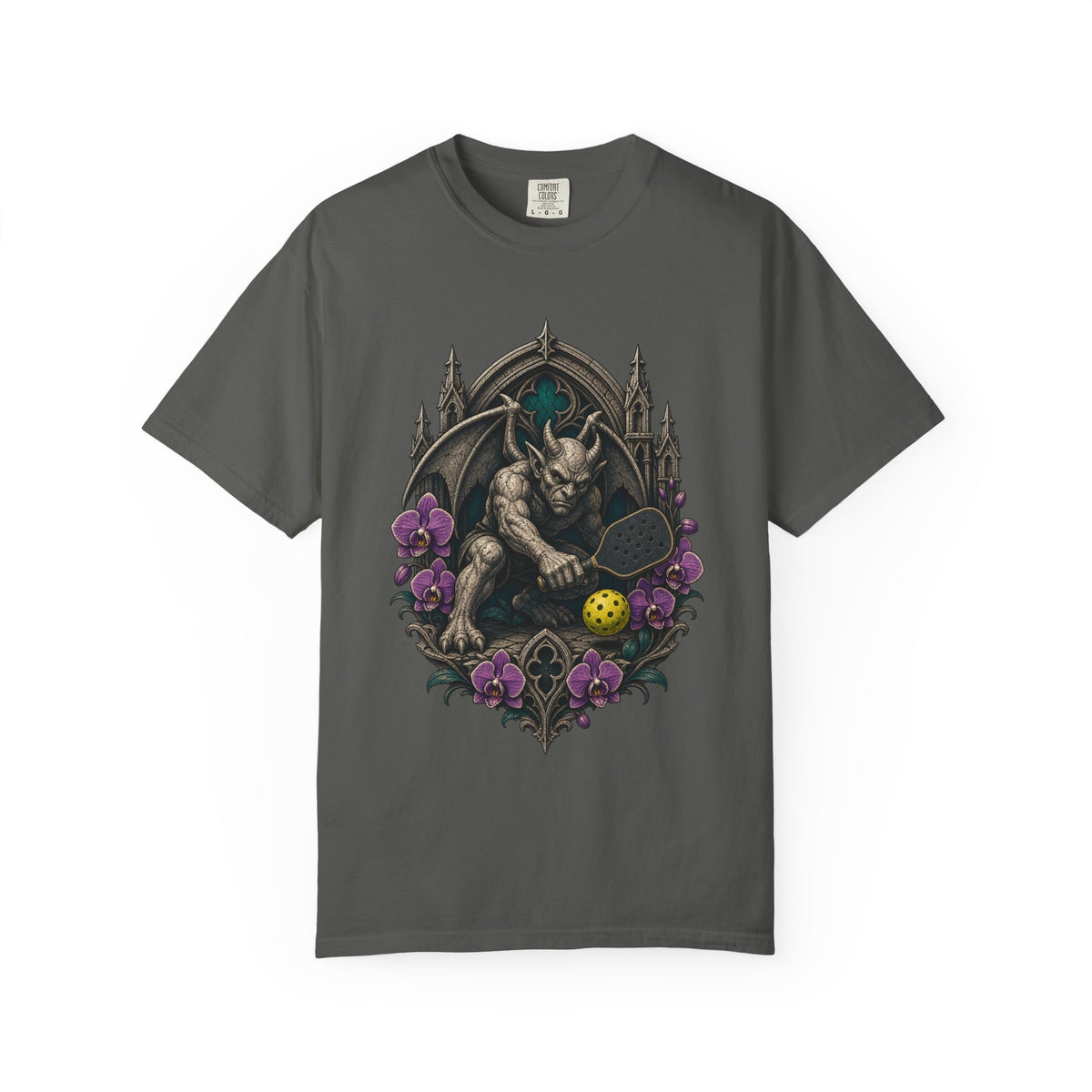 Gothic Pickleball Orchid Gargoyle T-Shirt Graphic