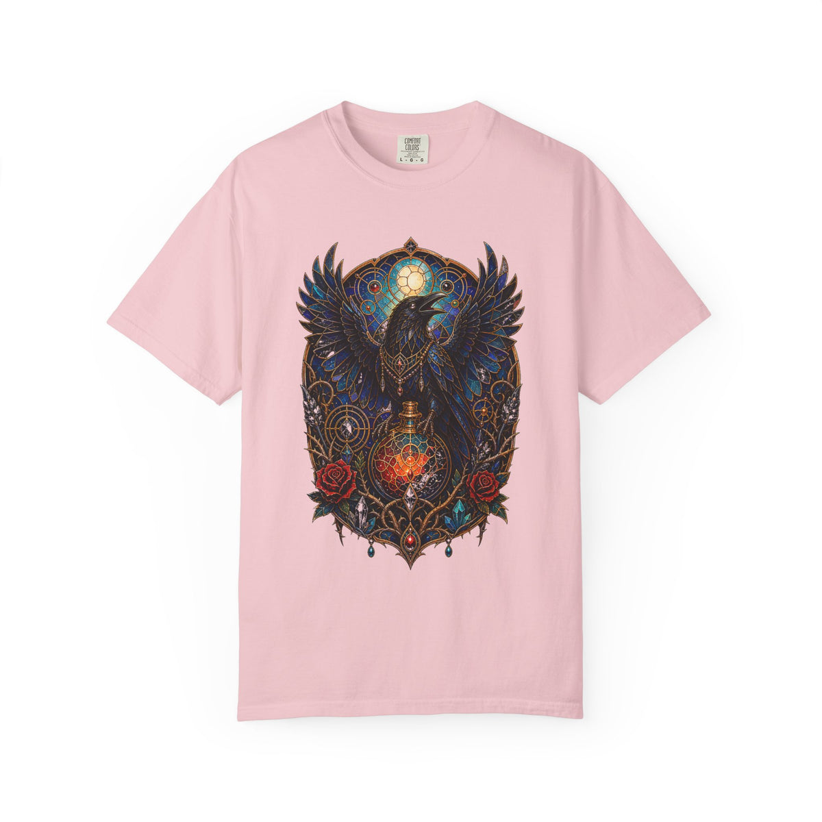 Stained Glass Raven Alchemist Graphic T-Shirt