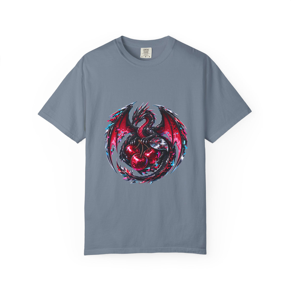 Cyber Glitch Cherry Wyvern Graphic Tee