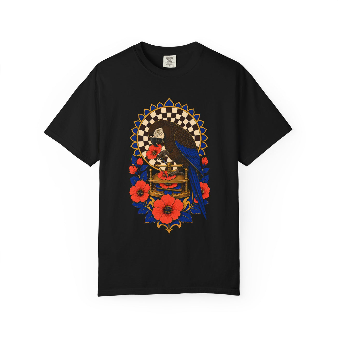 Espresso Parrot Flower Press Graphic Tee