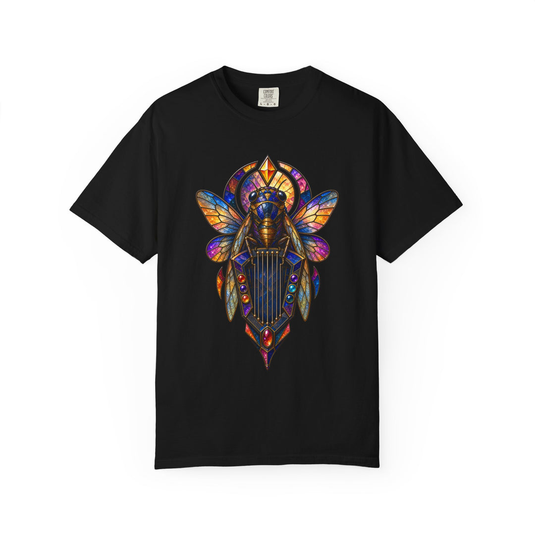 Stained Glass Cicada Synth Harp T-Shirt Graphic