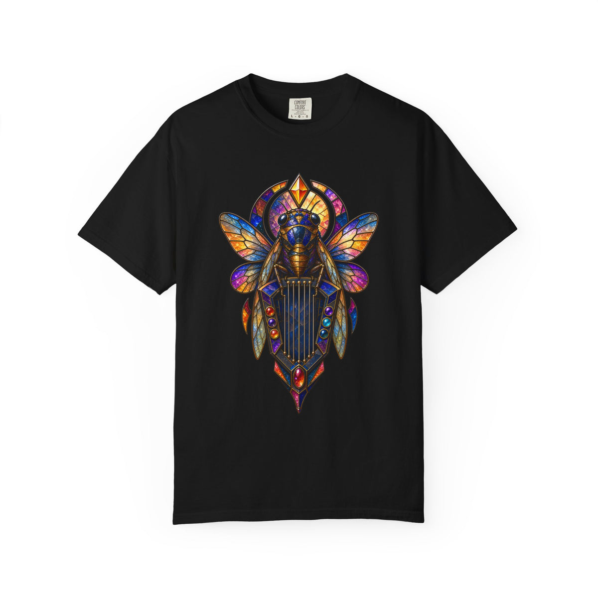 Stained Glass Cicada Synth Harp T-Shirt Graphic